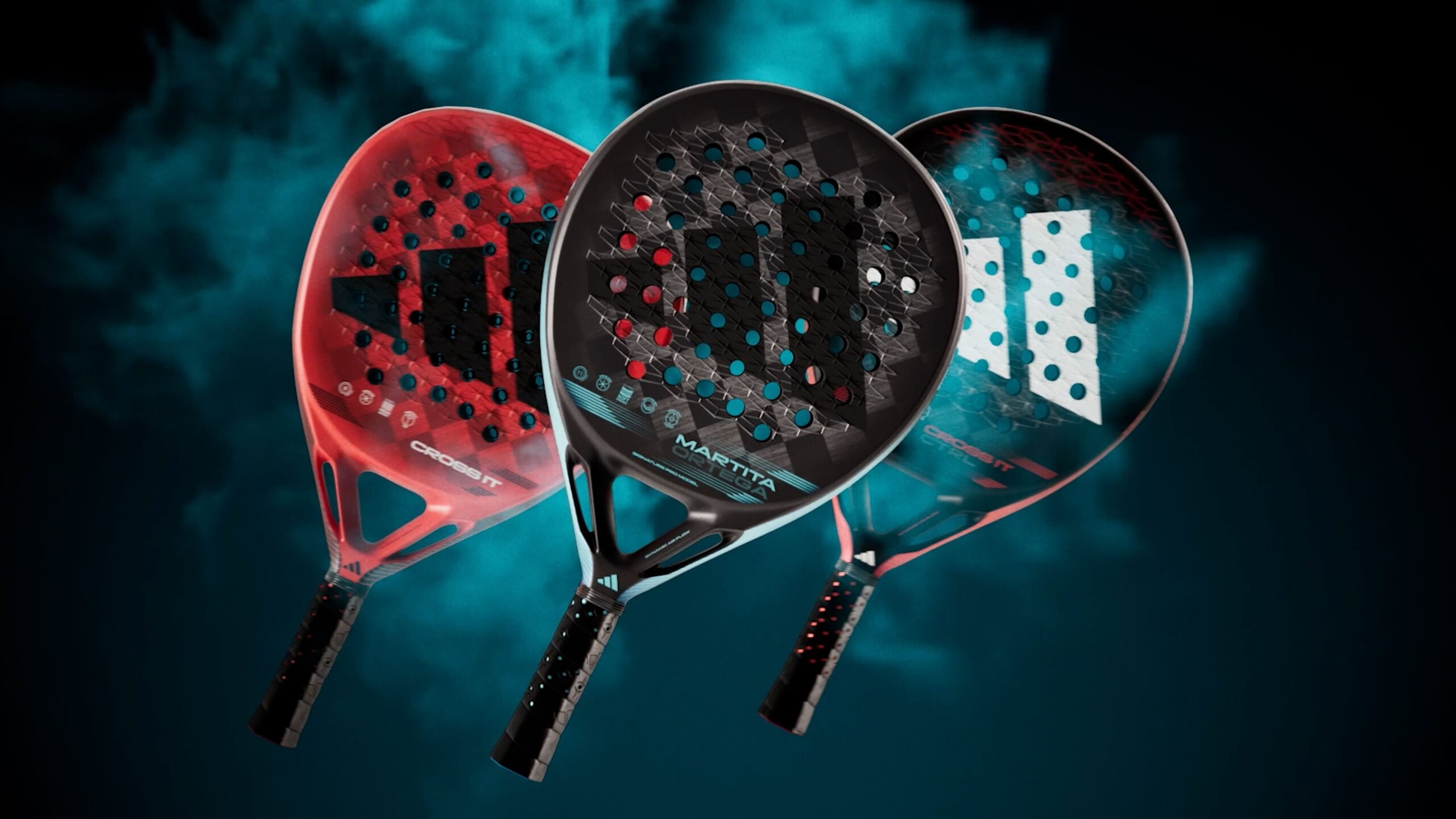 CrossIt Martita Ortega — Three tennis rackets are shown with different colors and patterns.